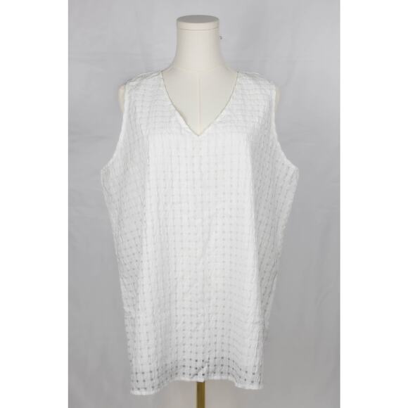 Women's Size XL Blouse Sleeveless Tunic Checkered Pattern White - Picture 1 of 6
